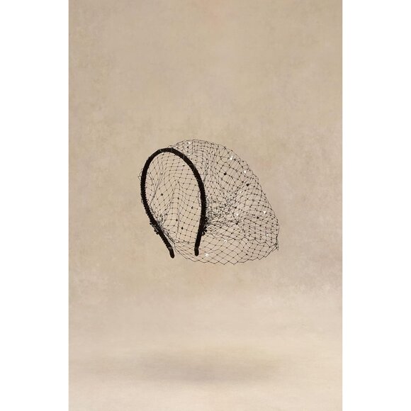 1920s Flapper Fascinator Mesh Veil Headband Bridal Wedding Tea Party - Picture 2 of 4